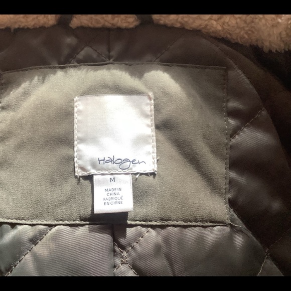 Halogen light army green fur trim hooded Parka Utility Jacket, size medium - Picture 8 of 8